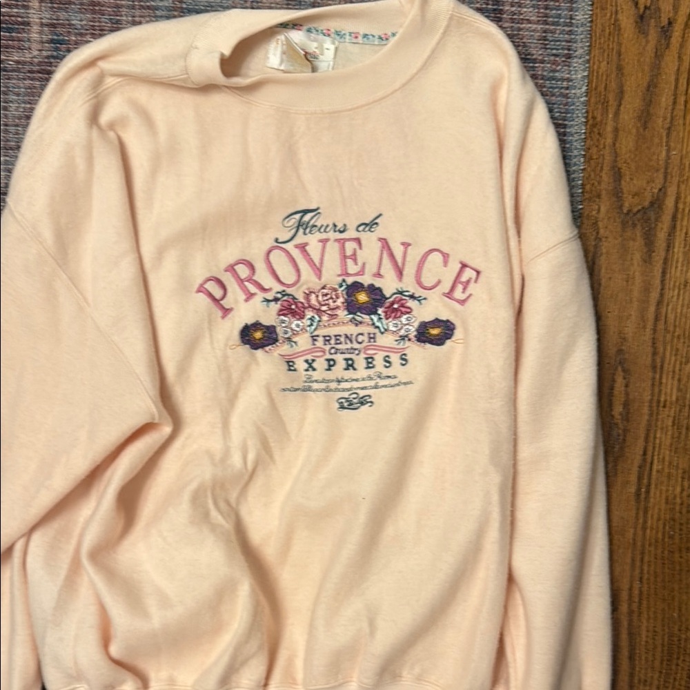 Express Cream Crew Neck Sweater with Ornamental Design
